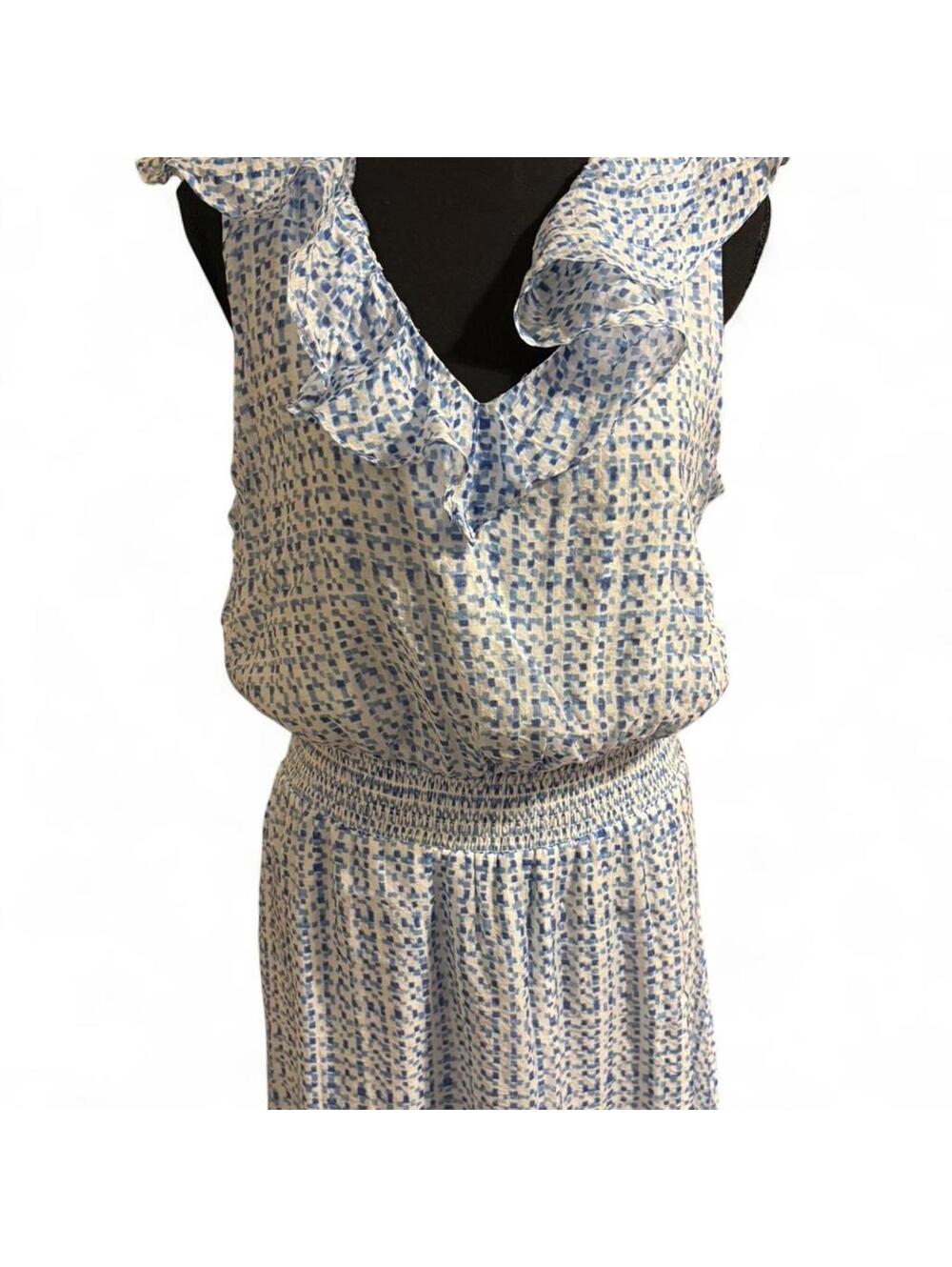 Vince Camuto blue and white dress with ruffle collar Size L NWT - Picture 5 of 7